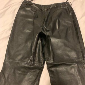 RALPH LAUREN Real Leather lined pants, size 12, threaded belt, petite, vintage